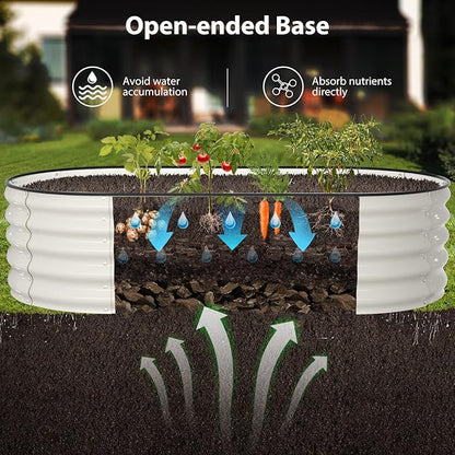 Winpull Raised Garden Bed Kit, 6x3x1.5 ft Galvanized Planter Box Outdoor with Safety Edging, Large Metal Raised Beds for Gardening Vegetables Flower Herb (Pearl White)