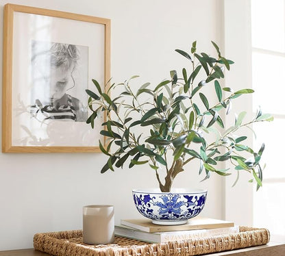 Hollyone Blue and White Vase Porcelain Planters 7 Inch Garden Bowl Modern Ceramic Pots Classic Chinese Floral Vase for Indoor Outdoor Succulents Bonsai Fairy Gardens Herbs