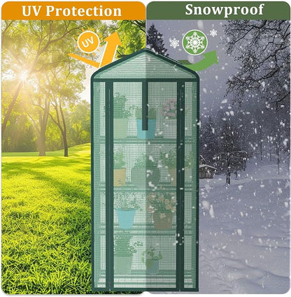 Greenhouse for Indoor Outdoor, Small Plastic Plant Green House 4-Tier Rack Stand Portable Greenhouses with Durable PE Cover for Seedling