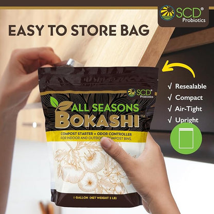 All Seasons Bokashi Compost Starter 2 lbs (1 Gallon) - Dry Bokashi Bran for Kitchen Compost Bin, Compost Food Pet Waste Quickly & Easily with Low Odor by SCD Probiotics