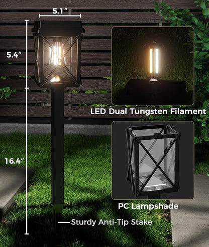 XMCOSY+ Solar Lights Outdoor Waterproof, 6 Pack Adjustable Brightness Solar Pathway Lights, 3-in-1 Landscape Light for Yard Backyard Driveway Walkway Landscape Path (Warm/Cool White)