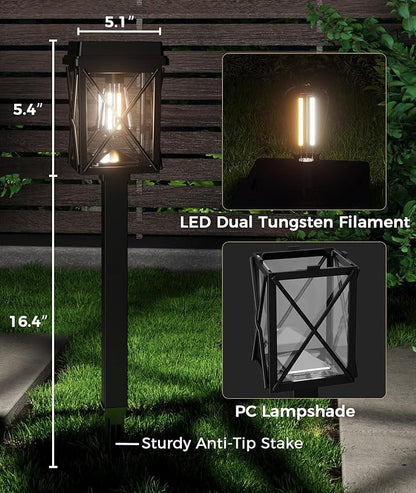 XMCOSY+ Solar Lights Outdoor, 8 Pack 50LM Bright Solar Pathway Lights, IP65 Waterproof 3-in-1 Garden Light for Yard Backyard Driveway Walkway Landscape Path (Warm/Cool White)