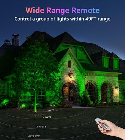 SUNVIE 2-Pack RGBW Spotlight Outdoor 12W LED Color Changing Landscape Lights with Remote Control 120V RGB Landscape Lighting Waterproof Spot Lights Outdoor for Yard Garden Patio Lawn Decorative