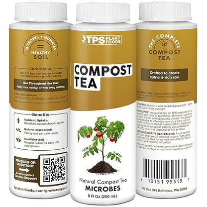 Compost Tea – Liquid Microbial Supplement for Living Soil, Better Nutrient Uptake & Stronger Plants, 8 oz