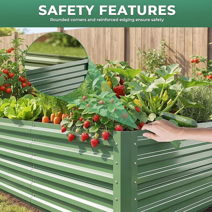 6x3x1.5ft Galvanized Raised Garden Bed, Metal Planter Box for Outdoor Planting Plants, Vegetables, Herbs, Above Ground Raised Garden Bed Kit for Gardening - Forest Green Rectangle