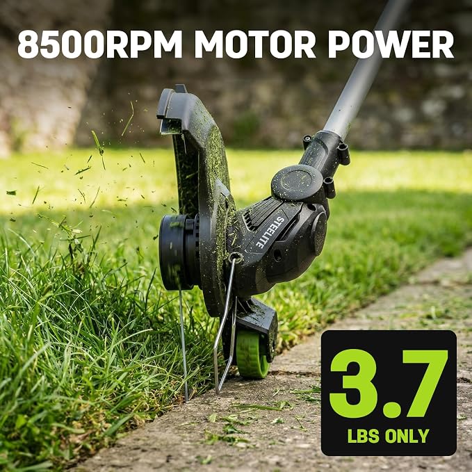 STEELITE 21V Cordless Lawn Mower and String Trimmer Combo, 13-Inch Brushless Electric Push Mower with 4.0Ah Battery, 12-Inch Grass Trimmer/Edger with 2.0Ah Battery, for Small Yards
