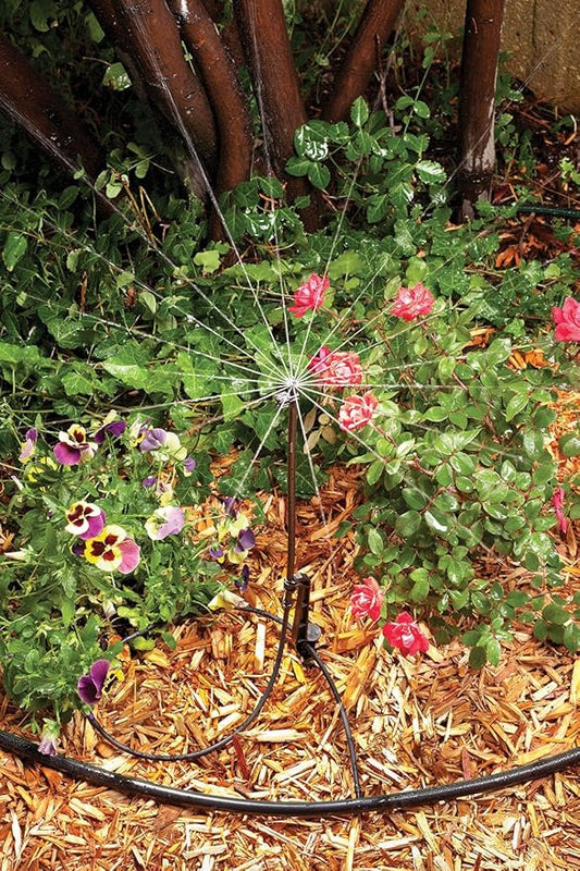 Rain Bird MSSTKTF1S Drip Irrigation Micro-Spray on Adjustable Height Staked Riser with 1/4" Tubing and Barbed Coupler, 360° Full Circle Pattern, 0-13.5' Spray Distance (Pack of 2)