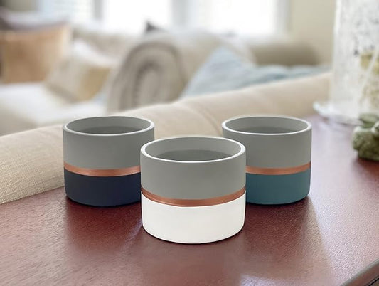 Assorted Nordic Cement Succulent Pots 3.5" Planters with Drainage | 3 Pack