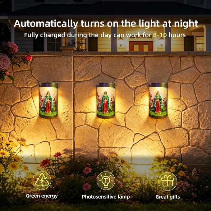 Virgin Mary Statue Solar Landscape Light,Color-Changing LED,Color-Changing LED Light, Waterproof,Outdoor Garden Decoration,Automatic Light-Sensing Design