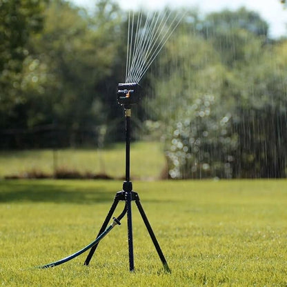 Melnor 65178AMZ MiniMax Turbo Oscillating Sprinkler on Tripod, 4000 sq. ft., 4-Way Adjustable, Quick Connect Bundle, Black, Yellow