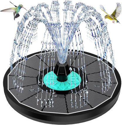 Solar Fountain Cyan Flower, Upgrade 3.5W Solar Bird Bath Fountains, Solar Powered Water Fountain with 7 Nozzles, 4 Fixed Pipes for Hummingbirds, Bird Bath, Garden, Pool, and Pond
