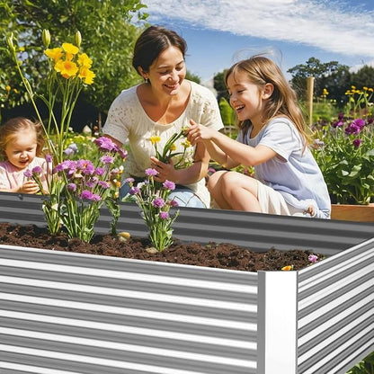 3 Pack Corrugated Galvanized Steel Raised Garden Bed Outdoor, Metal Above Ground Garden Bed for Vegetables and Flowers, Rectangle Raised Beds for Gardening-36x18 inch