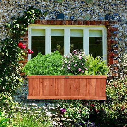 Giantex Raised Garden Bed Flower or Vegetable Planter Window Mounted Plant Box for Garden, Yard Wood Box for Planting, 40"x12"x12"