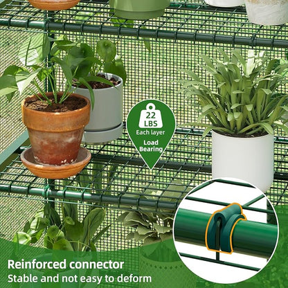 Superlele Mini Greenhouse, Plant Stand for Indoor Outdoor, 27x19x62-Inch Plant Greenhouse, 4 Tier Plant Shelf with Green PE Mesh Cover, Portable Greenhouse for Seeding, Gardening Gifts