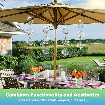 Bird Deterrents for Outside, 12 Discs Stainless Steel 3D Wind Spinners Garden Decor, 4 Sets Reflective Bird Scare Devices to Keep Woodpeckers, Pigeons Away from Patio, Balcony, Porch, Deck