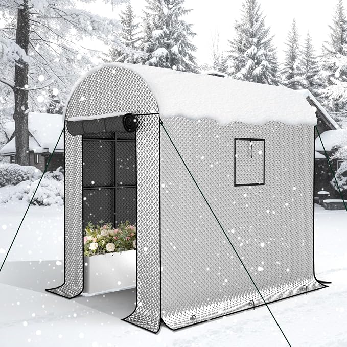 BUKLIYN Garden Arch Trellis - 90.5'' × 51'' × 90'' Greenhouses for Outdoors,Double-Layer Covering - PVC Film and Cotton Film, Suitable for All Seasons