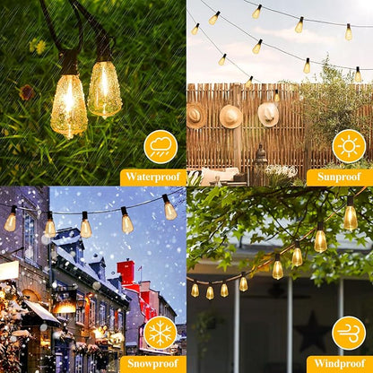 Brightever LED String Lights Outdoor Waterproof, 200FT 2200K Dimmable Patio Lights with 104 Shatterproof ST38 Vintage Edison Bulbs, Outside Hanging Light for Porch, Deck, Garden, Backyard, Balcony