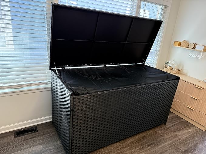 YITAHOME 260 Gallon Deck Box, XXL All-Weather Wicker Outdoor Storage Box | XXL Wicker Outdoor Storage Box, Oversized Rattan Storage Cabinet for Patio Furniture, Cushions, Pool Storage and Garden Tools