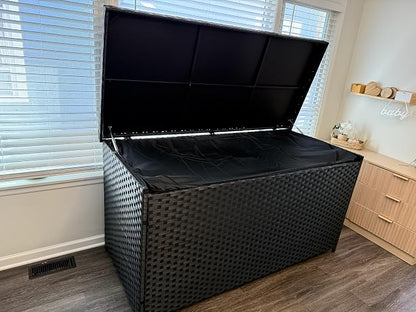 YITAHOME 260 Gallon Deck Box, XXL All-Weather Wicker Outdoor Storage Box | XXL Wicker Outdoor Storage Box, Oversized Rattan Storage Cabinet for Patio Furniture, Cushions, Pool Storage and Garden Tools