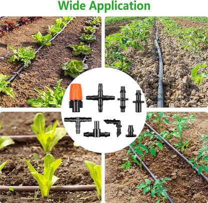 250 Pcs Drip Irrigation Fittings Kit for 1/4" Tubing：Gardrip 1/4 Inch Drip Irrigation Barbed Connectors (Nozzles, Nozzle Tees, Single Barbs, Couplings, Tees, Elbows, Plugs, Crosses) for Garden Systems