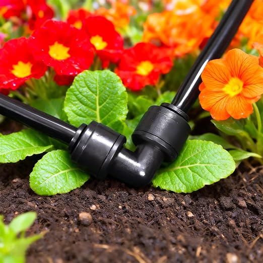 30 Pieces 1/4 Inch Drip Irrigation Elbow Fittings - 1/4'' Drip Line Push-to-Fit Connectors for 1/4 Inch Drip Irrigation Tubing Leak Free Lock Elbow Parts for Drip Irrigation System