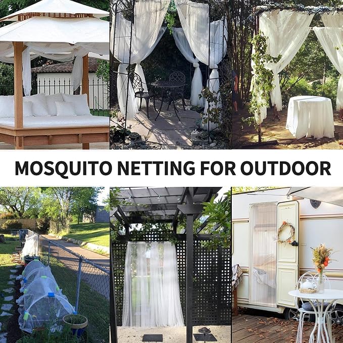 Mosquito Net Cloth Fabric, DIY Insect Pest Barrier Mesh Nets for Porch/Outdoor/Bed/Wedding, Grey 60x120in