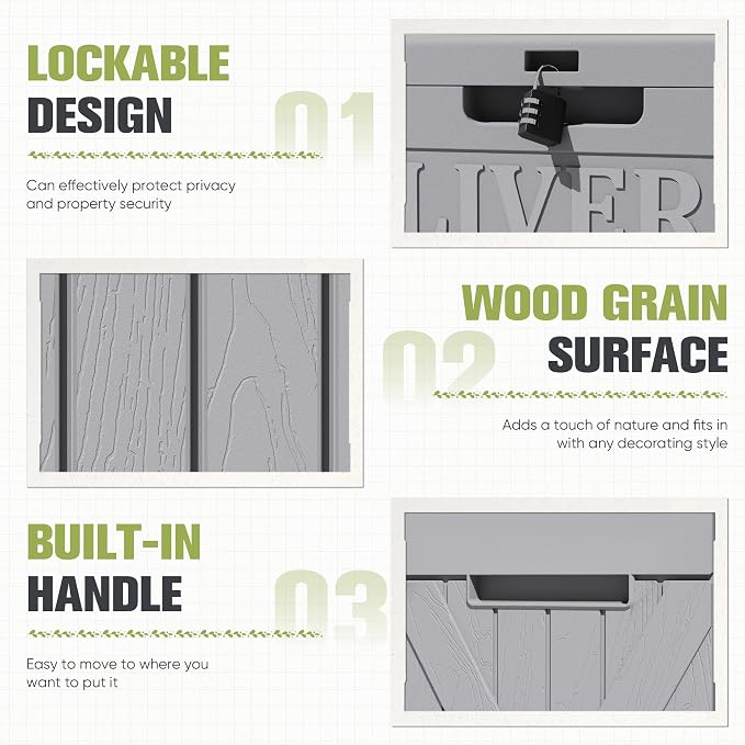Greesum 48 Gallon Outdoor Package Delivery Box with Lock, Waterproof Secure Parcel Drop Box for Porch, Double-Wall Resin Storage, Gray