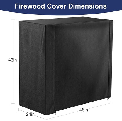 Honest 4ft Firewood Rack Cover, Heavy Duty Waterproof 600d Oxford Outdoor Firewood Storage Cover with Zipper and Openable Front Flap, Cover Only