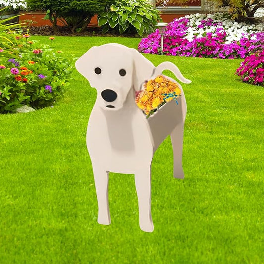 White Labrador Dog Planter Plant Pots,Cute Dog Flower Planter,Gifts for Pet Lovers,Unique Animal Plant Pots,Office,Indoor Outdoor Garden Decor(9.45 * 6.38 * 13.39in)