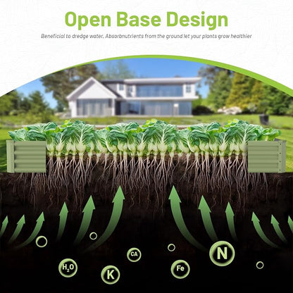 2PCS 8x2x1FT Galvanized Raised Garden Bed, Galvanized Planter Raised Garden Boxes Outdoor, Large Metal Raised Garden Beds for Vegetables-Green