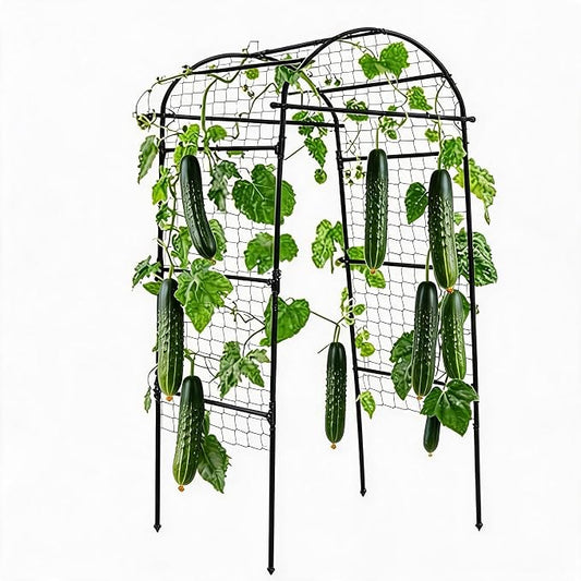 Metal Garden Arch Trellis, 6.8Ft Black for Raised Beds, Plant Support for Cucumbers & Climbing Vegetables