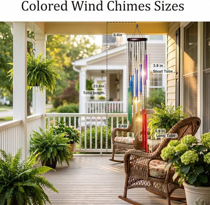 HOMEXUP Outdoor Colorful Wind Chimes for Outside with 12 Aluminum Tubes for Garden Patio Balcony and Home Decor（Color）