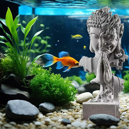 livelyfish Meditating Buddha Statue Zen Garden Statues Sandstone Thinker Buddha Sculpture Figurine for Fish Tank Aquarium Home Decorations, Gift (C)