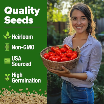 HOME GROWN San Marzano Tomato Seeds 66+ Heirloom Non-GMO Seeds for Planting, High Germination, Indeterminate, Classic Meaty Italian Paste Tomato, Best for Sauce & Canning (Solanum lycopersicum)