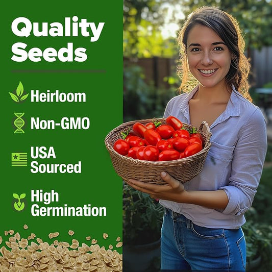 HOME GROWN San Marzano Tomato Seeds 66+ Heirloom Non-GMO Seeds for Planting, High Germination, Indeterminate, Classic Meaty Italian Paste Tomato, Best for Sauce & Canning (Solanum lycopersicum)