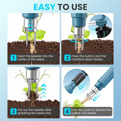 Electric Weed Puller Tool for Makita 18V, Long Handle Weeder Hand Tool w/ 3 Claws Steel Head, Stand Up Gardening Hand Weeding Tool w/Mechanism for Lawn, Yard, Garden(Battery Not Included)