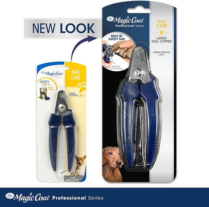 Four Paws Magic Coat Professional Series Grooming Brushes for Dogs & Cats l Trimmers, Nail Clippers, & Brushes Dog & Cat (Packaging May Vary) | Dog nail clipper, safety bar helps prevent over-trimming, easy-grip handles, .48" hole opening, for large dogs