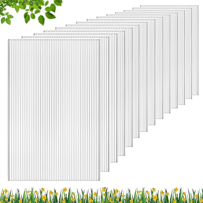 DGSL 6 Pcs Polycarbonate Greenhouse Panels, 4' x 2' x 0.16'' Twin-Wall Panels, Polycarbonate Sheet for All Weather Outdoor Garden and Greenhouse Covering