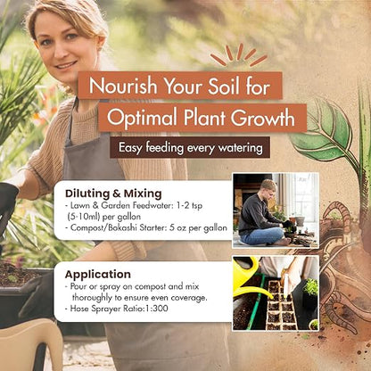 Worm Castings for Plants, Earthworm Casting Organic Fertilizer, Bokashi Booster, Worm Tea Made from Compost Worms, Liquified & Concentrated Vermicompost for Soil Fertility & Bountiful Harvest, 32 oz.