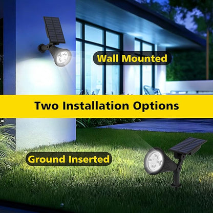 T-SUN Solar Spotlights Outdoor, 4 LED IP65 Waterproof Solar Landscape Spotlights, Dusk to Dawn Solar Lights for Trees, Yard, Garden, Pathway, Patio, Pool Area (White-4 Pack)