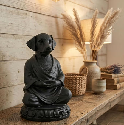 Bellaa Dog Statue Meditating Zen Buddha Yoga Pose Figurine, 6 Inch Resin Sculpture for Indoor Living Room & Outdoor Garden Decor, Mindfulness Monk Namaste Animal Gift 29608