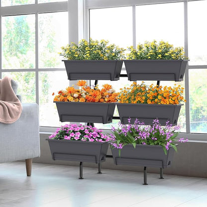 Sunexinlo Vertical Garden Planter Freestanding Raised Bed for Herbs Flowers Vegetables, Indoor Outdoor for Patio Balcony Deck