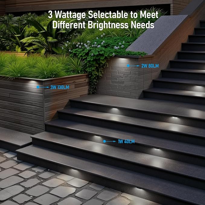 LEONLITE 4-Pack 4 Inch LED Hardscape Lighting, 1W/2W/3W, 5000K Daylight | Update Dimmable Retaining Wall Lights, Low Voltage Landscape Lighting, 12-24V AC/DC Paver Light, Outdoor Step Lights, ETL