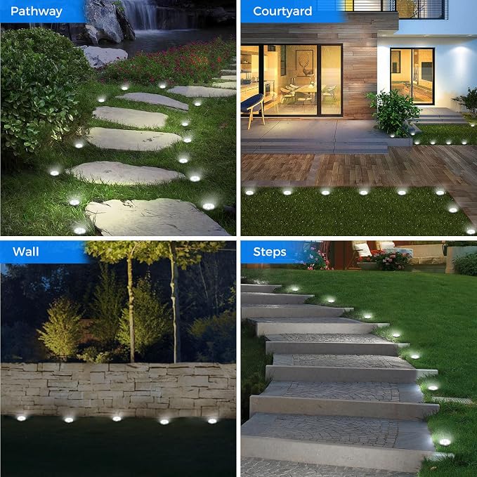 Peasur Mini Solar Ground Lights, 16 Pack Flat Solar Disc Lights Outdoor Waterproof, 2.3 Inch Small Solar Garden Lights Landscape Lighting for Outside Pathway Garden Yard Lawn Walkway,Cool White