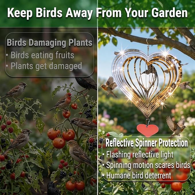Reflective Bird Deterrents for Outside – Bird Repellent Devices Outdoor – 3D Wind Spinners Outdoor Garden Decor – Bird Repellent to Keep Woodpecker & Pigeons Away from Window Roof (Style 5)