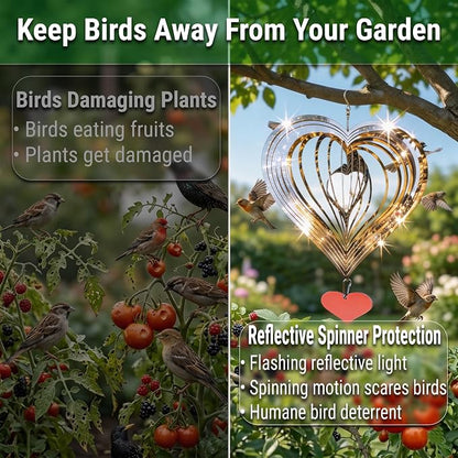 Reflective Bird Deterrents for Outside – Bird Repellent Devices Outdoor – 3D Wind Spinners Outdoor Garden Decor – Bird Repellent to Keep Woodpecker & Pigeons Away from Window Roof (Style 5)