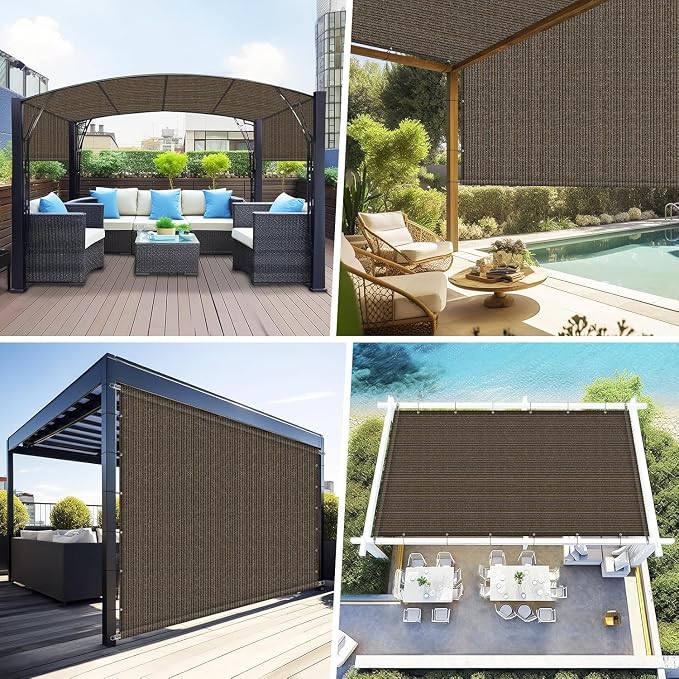 Shade&Beyond 4' W × 14' L Pergola Shade Cover Mocha Pergola Cover Canopy Replacement Shade Cloth for Garden, Patio, Deck, Porch with Grommets and Rods(Make Custom Size)