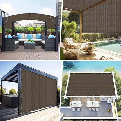 Shade&Beyond 4' W × 14' L Pergola Shade Cover Mocha Pergola Cover Canopy Replacement Shade Cloth for Garden, Patio, Deck, Porch with Grommets and Rods(Make Custom Size)