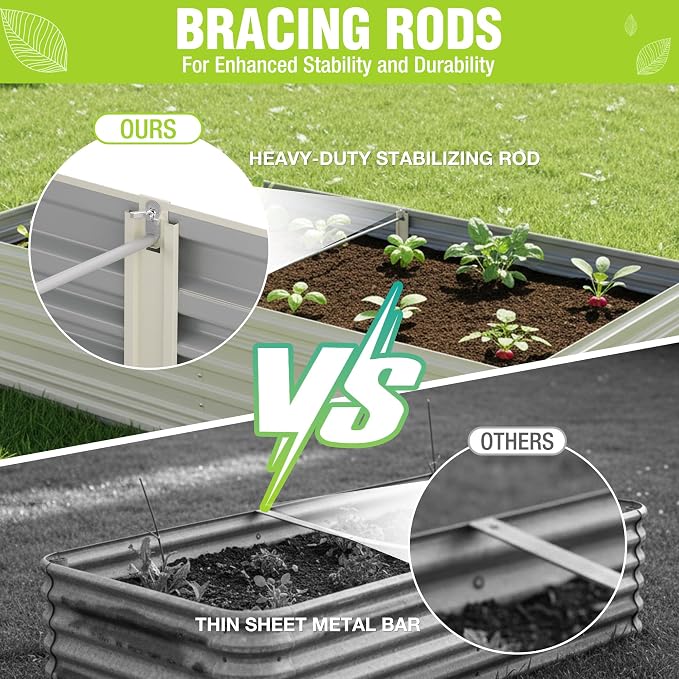 WORKPRO 7.5x4x2ft Outdoor Galvanized Raised Garden Bed, Rust-Resistant Planter Raised Beds for Vegetable, Flowers, Herbs, White