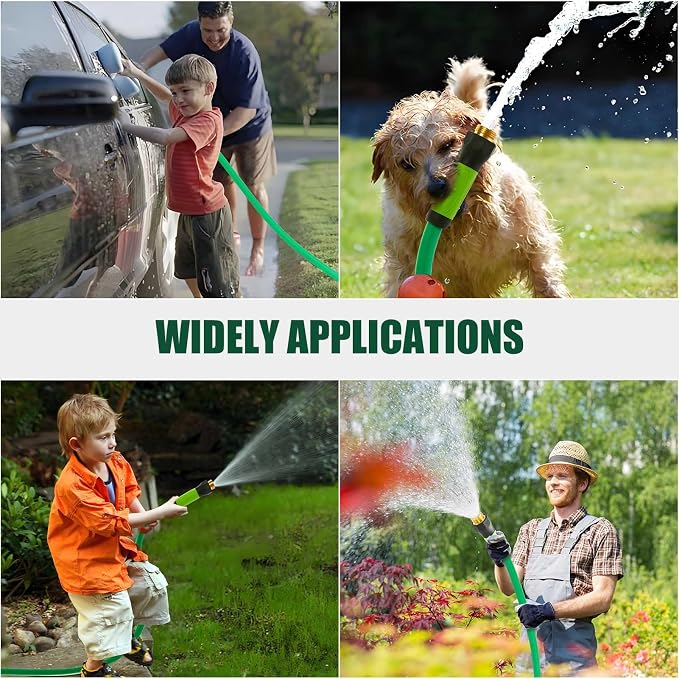 SANFU Upgraded Hybrid Lead-In Garden Hose 5/8-Inch X 6 FT, Burst 800PSI, Water Hose, Flexible, With Grip Handle, 3/4" GHT Solid Brass Fittings, Green + White